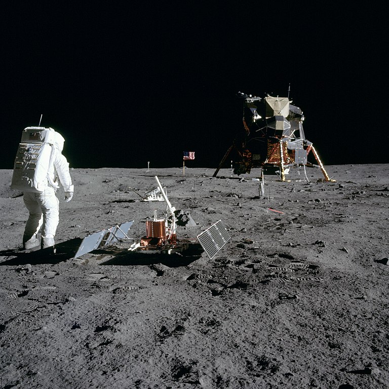 Astronaut Buzz Aldrin during the Apollo 11 extravehicular activity (EVA) on the moon